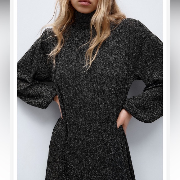 Zara Metallic Thread Knit Dress Size M Limited Edition NEW - Picture 4 of 16